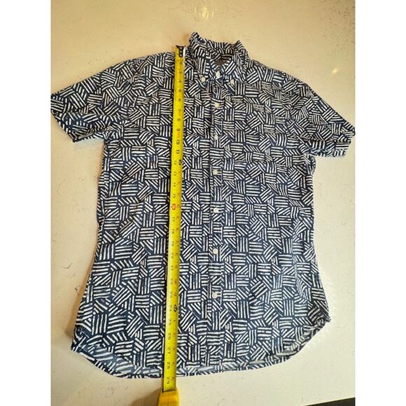 Bonobos Slim Medium Short Sleeve Blue Geometric Collared Shirt - Picture 8 of 10